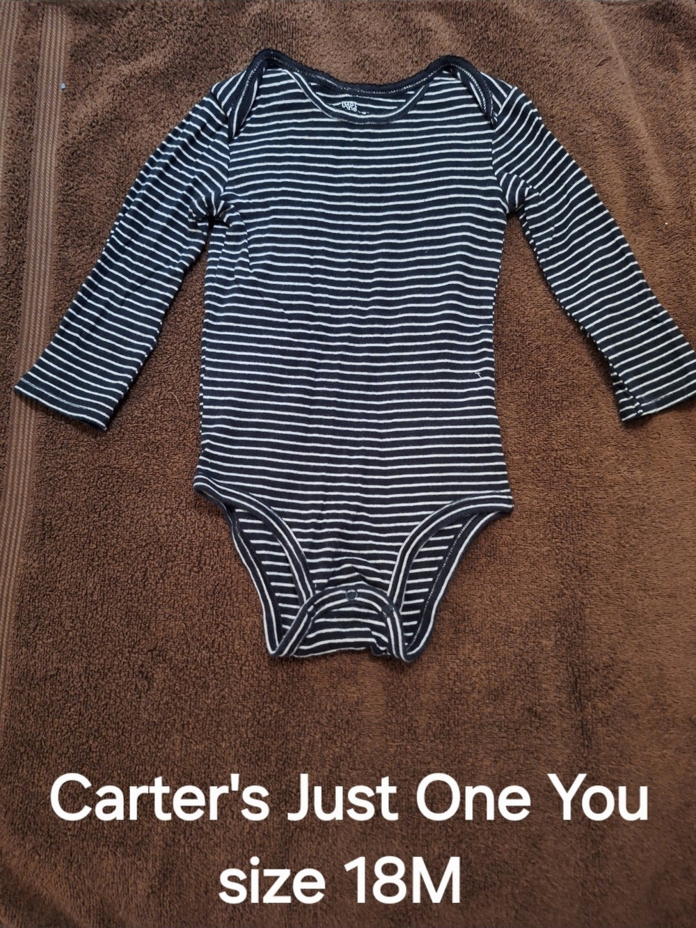 Carter's Blue & White Striped Long-Sleeve Baby Bodysuit